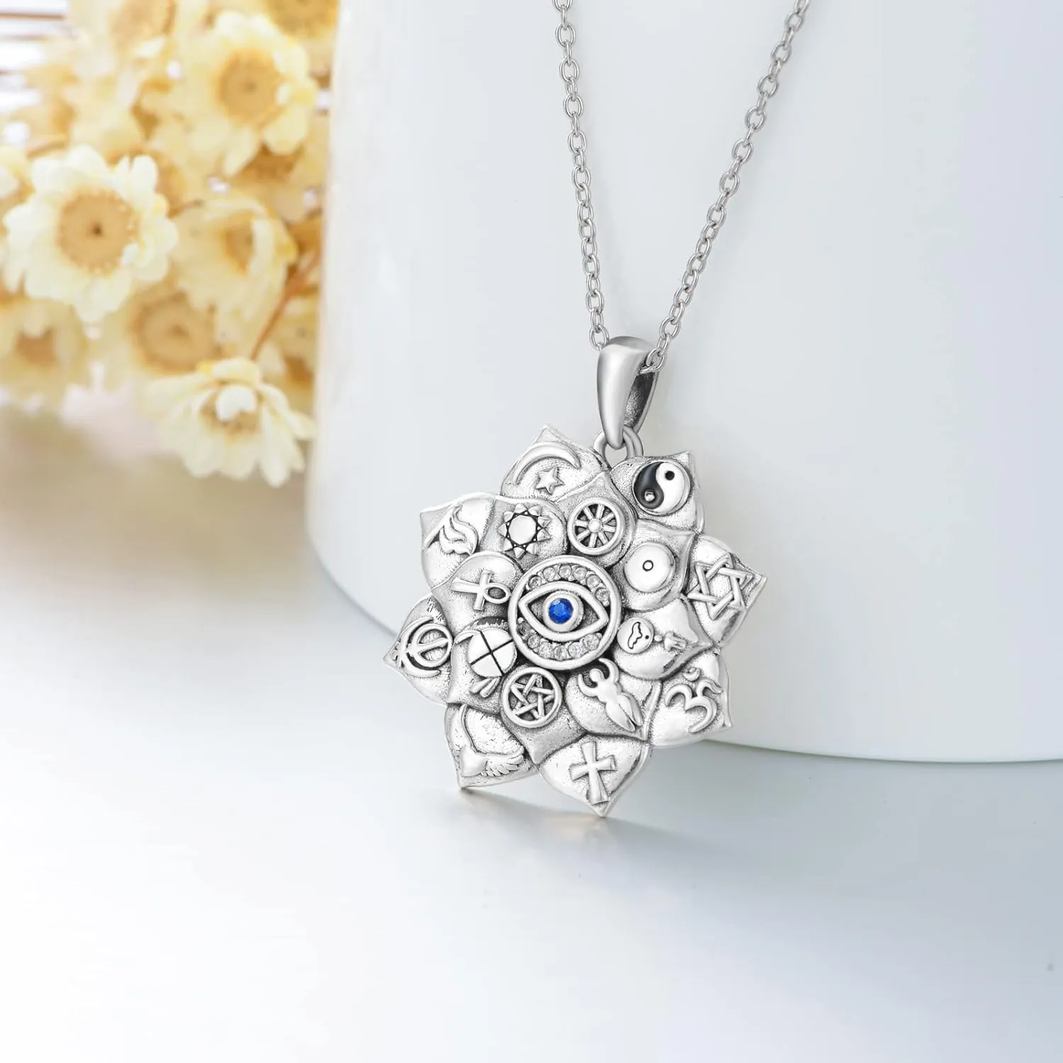 Protection Necklaces Hamsa/Evil Eye/Lotus Flower/Ankh/Eye of Horus/Elephant/Yin Yang Necklace Amulet Spiritual Jewelry Pendant Gifts for Women Men