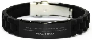 Psalm 111:10 Christian Glidelock Bracelet Gifts, Inspirational Message Prayer Psalm 111:10 Religious Bracelets for Women Men Psalm 111:10 Bible Verse Faith Adjustable Engraved Bracelet The fear of the