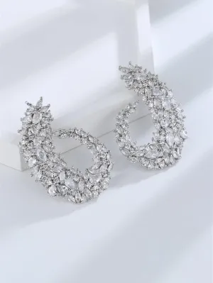 PSVOD Zircon Decor Stud Earrings fine Jewelry
