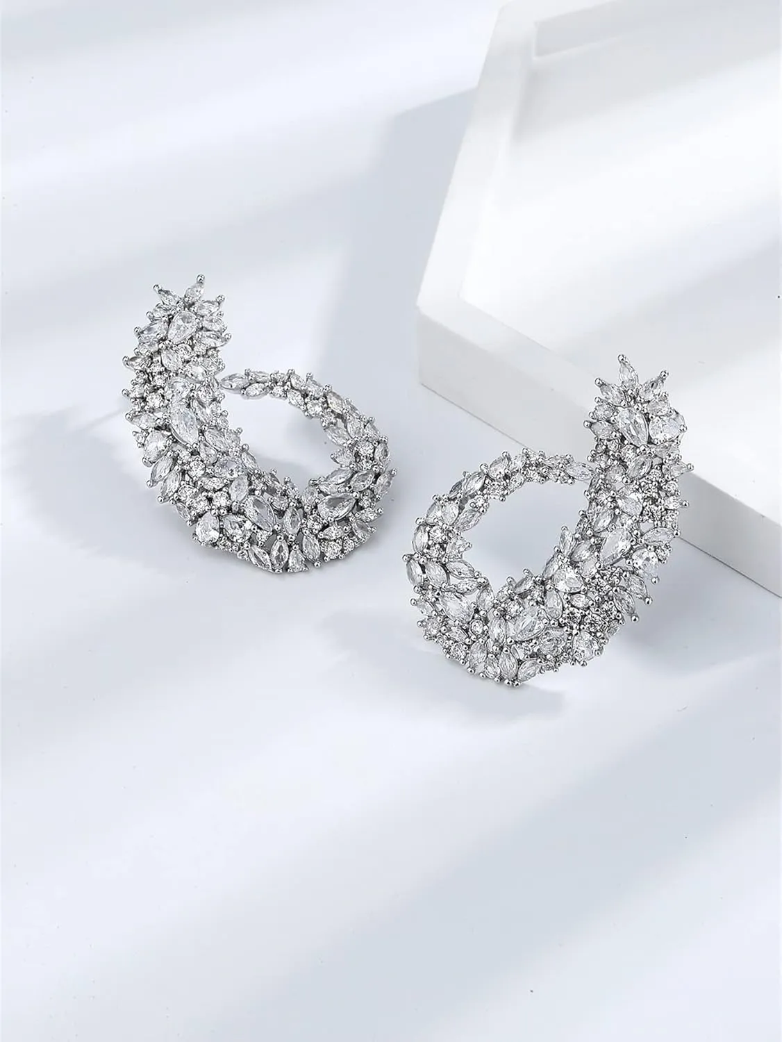 PSVOD Zircon Decor Stud Earrings fine Jewelry