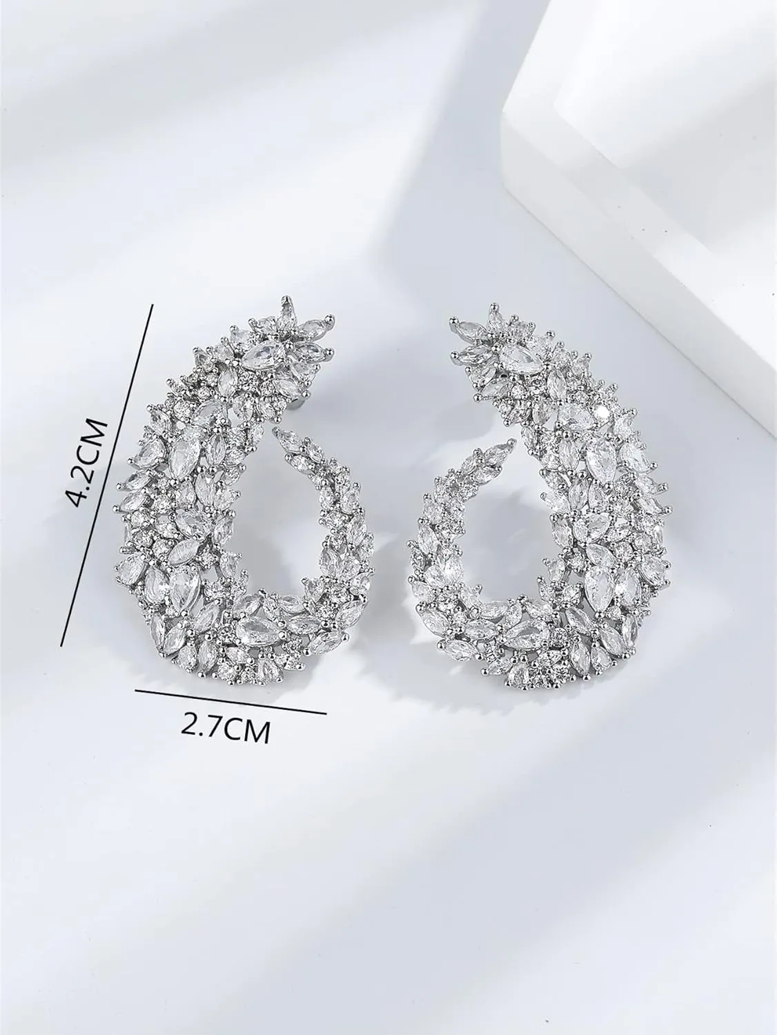 PSVOD Zircon Decor Stud Earrings fine Jewelry