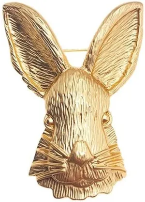 Punk Rabbit Head Brooch Pin for Women Girls Men Golden Pet Animal Bunny Lapel Pin Badge Wedding Bouquet Accessory for Dress Clothing Hat Coat