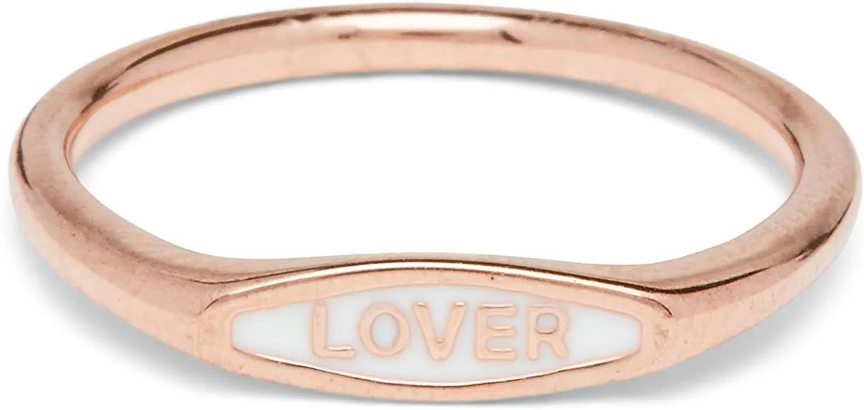 Pura Vida Rose Gold Lover Enamel Ring - Brass Base Design - Sizes 5-9