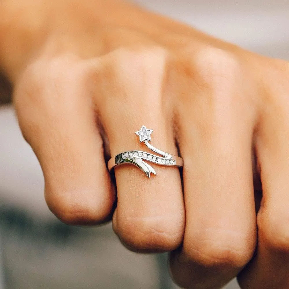 Pura Vida Silver Disney Cinderella Dreamy Opal Star Ring - Brass Base, Rhodium Plating - Size 5-9
