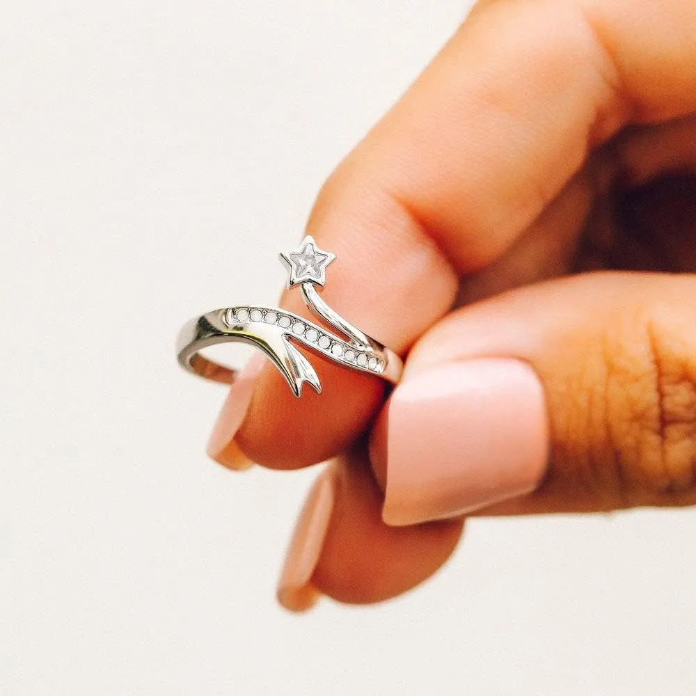 Pura Vida Silver Disney Cinderella Dreamy Opal Star Ring - Brass Base, Rhodium Plating - Size 5-9