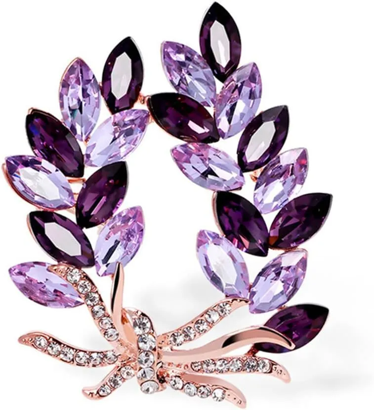 Purple Crystal Bauhinia Brooch Rhinestones Flower Brooches For Women Plant Lapel Pin Suit Dress Scarf Accessories Wedding Gift Jewelry