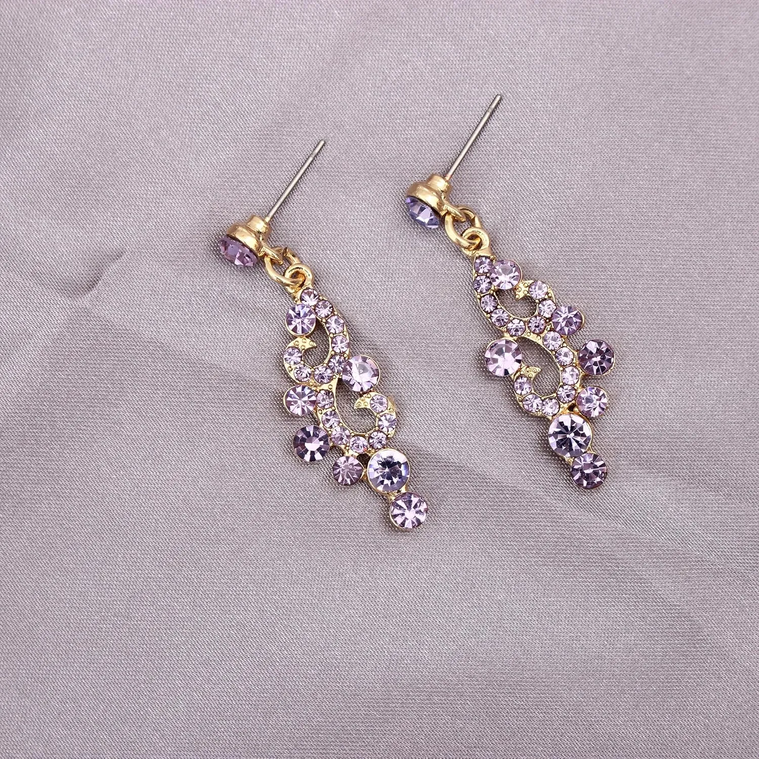 QLLYHLH Elegant Wedding Jewelry Set Austrian Crystal Necklace Dangle Earrings Link Bracelet Brides Bridesmaid Prom Costume Party Events Accessories for Woman