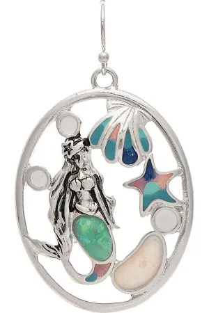 Rain Jewelry Silver Opal Resin Inlay Mermaid Earring