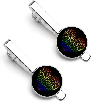 Rainbow Lgbt Cat Silhouette Tie Clips for Men Stylish Neck Tie Bar Ideal Gift for Anniversary Wedding Business