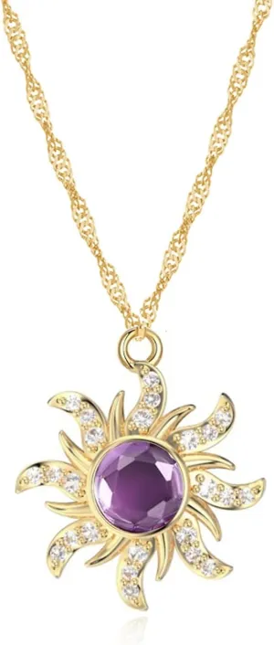 Rapunzel Inspired Necklace Tangled Princess Sun Pendant Jewelry for Women Halloween Dress-Up Costume Accessories & Christmas Birthday Gifts