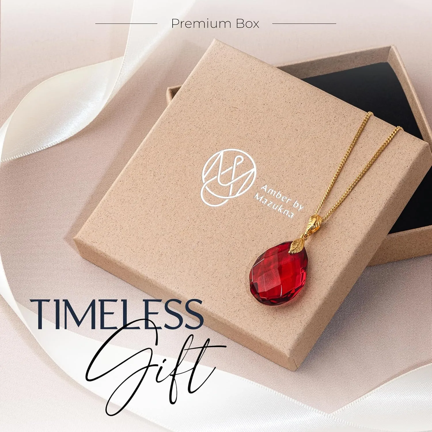 Red Amber Pendant Necklace for Women, Gold Plated Sterling Silver 925 Chain, Polished Gemstone Pendant, Dainty Womens Jewelry, 18 inch gold plated chain