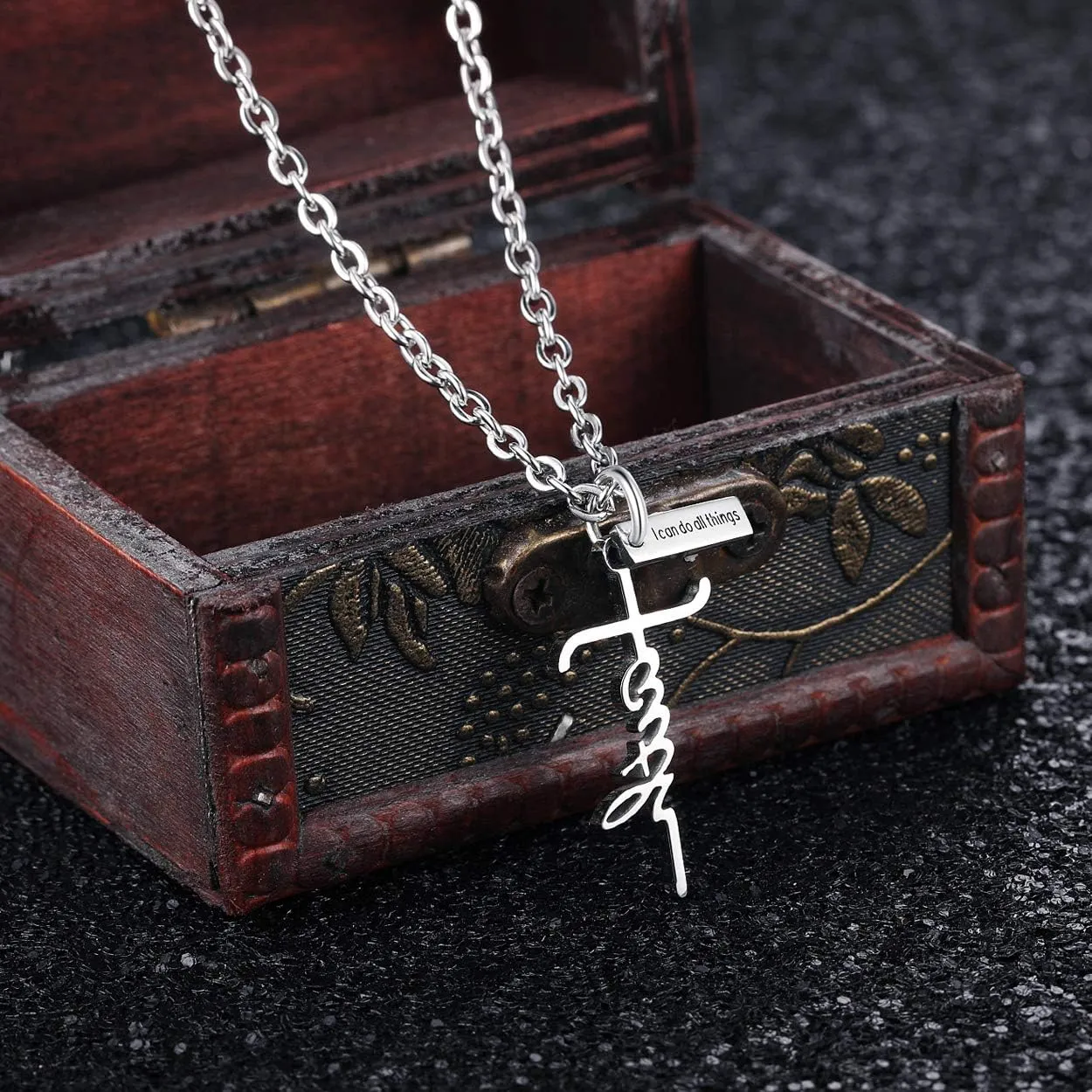 Rehoboth Creative Letter Faith Cross Pendant Necklaces for Women Men Bible Verse Philippians 4:13 I can do All Things