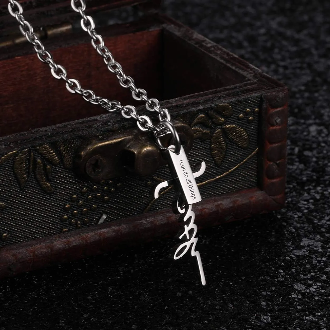 Rehoboth Creative Letter Faith Cross Pendant Necklaces for Women Men Bible Verse Philippians 4:13 I can do All Things