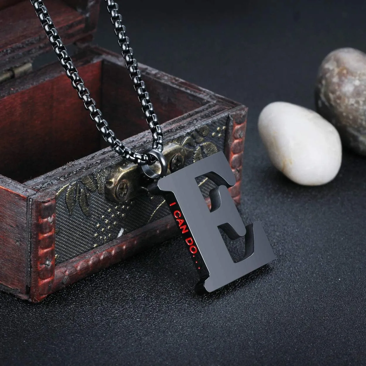 Rehoboth Initial 26 Large Letter A to Z Pendant Necklaces for Teens Women Men Big Alphabet Personalized Charm Necklace 24 Inch Chains 'I CAN DO All Things' on Back