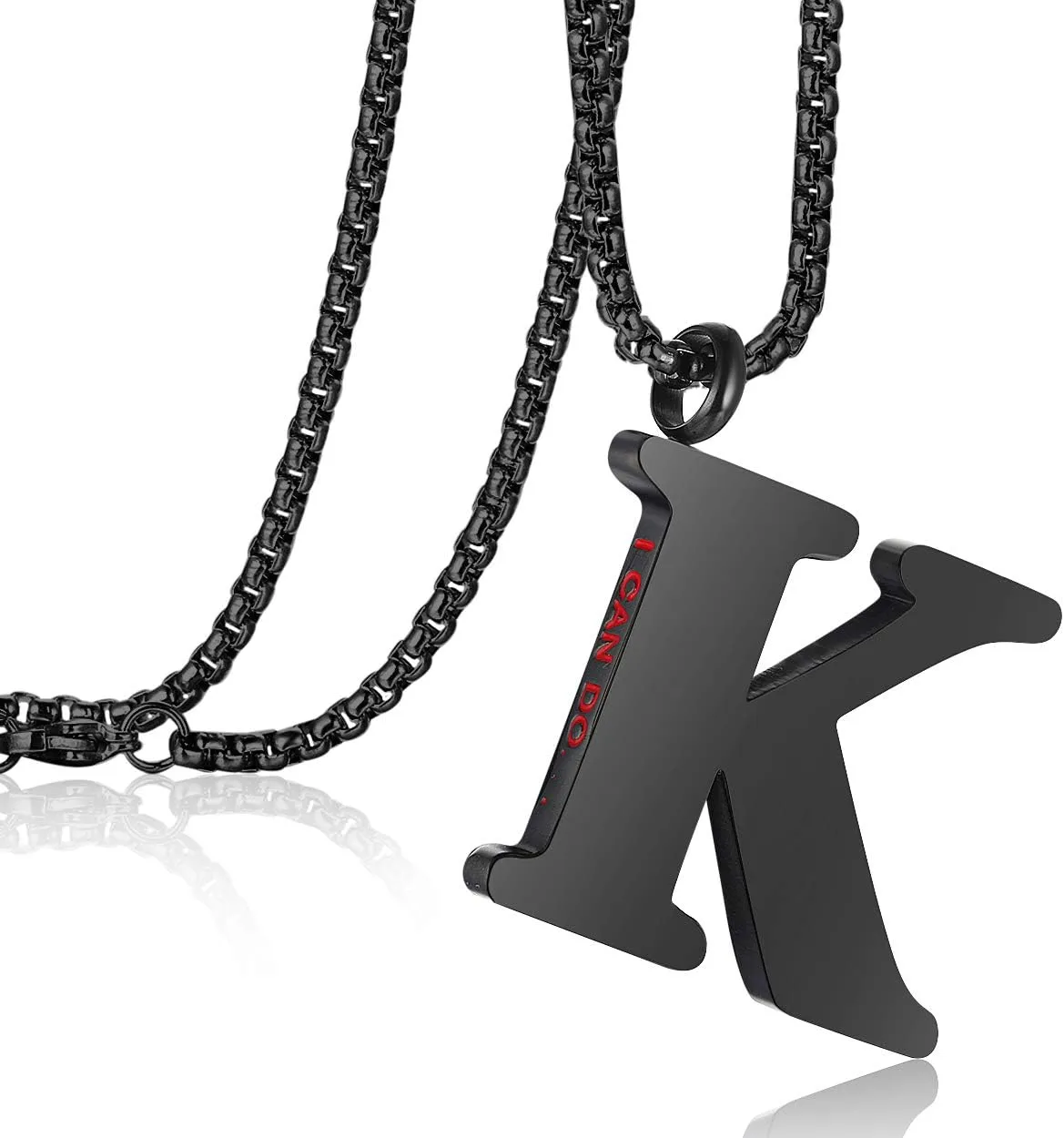 Rehoboth Initial 26 Large Letter A to Z Pendant Necklaces for Teens Women Men Big Alphabet Personalized Charm Necklace 24 Inch Chains 'I CAN DO All Things' on Back