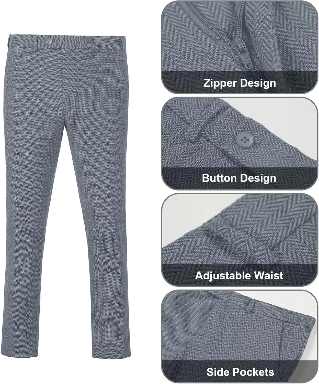 Retro 3 Pieces Slim Fit Boy Suit Tweed Herringbone Formal Stylish Vest Tuxedo Pants Wedding Homecoming Dress Wear Set