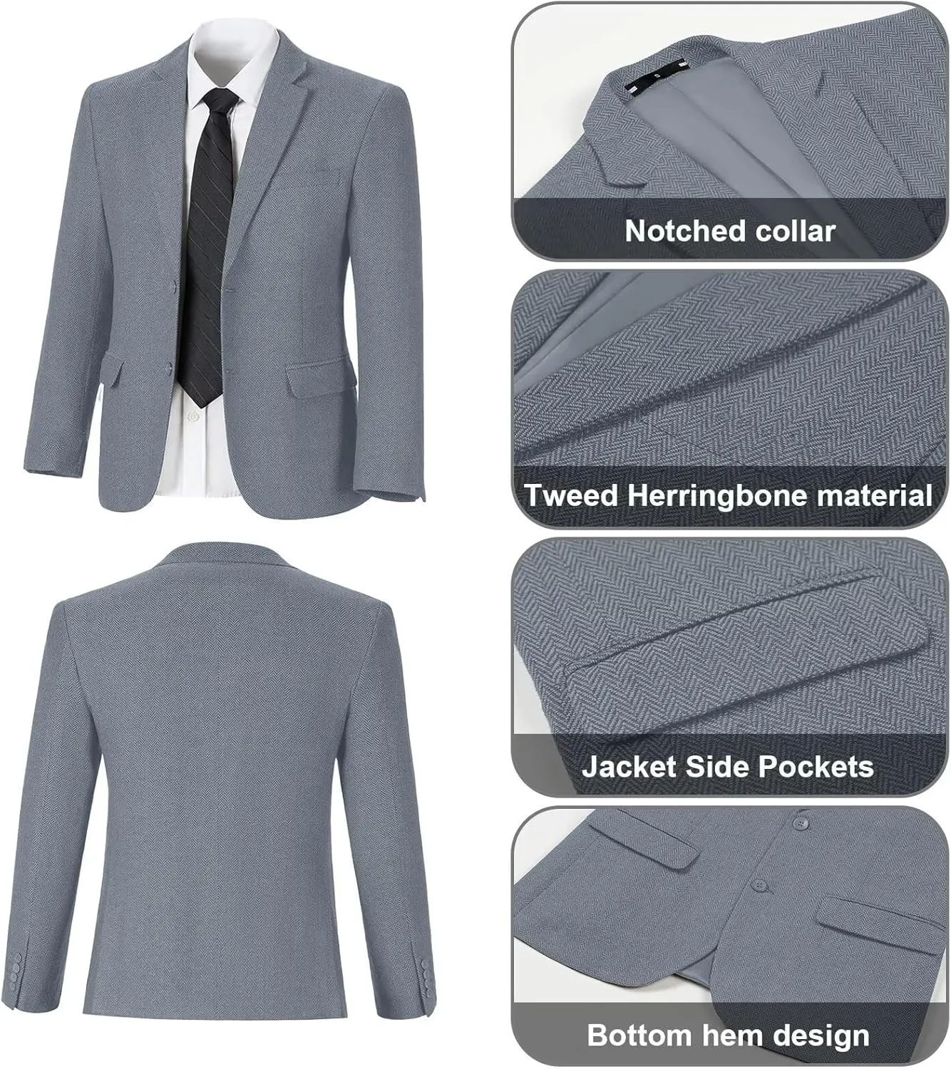 Retro 3 Pieces Slim Fit Boy Suit Tweed Herringbone Formal Stylish Vest Tuxedo Pants Wedding Homecoming Dress Wear Set
