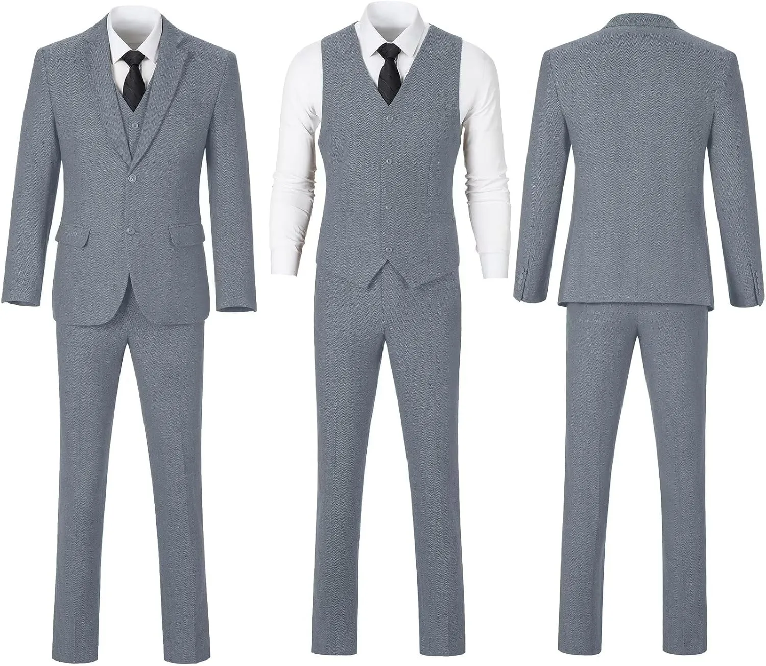 Retro 3 Pieces Slim Fit Boy Suit Tweed Herringbone Formal Stylish Vest Tuxedo Pants Wedding Homecoming Dress Wear Set
