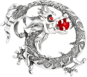 Retro Dragon Crystal Brooch Sparkling Uniquely Stylish 3D Dragon Shape Rhinestone Brooch Pin Gothic Punk Fashion Jewelry Gifts Brooches Accessories for Men Boy