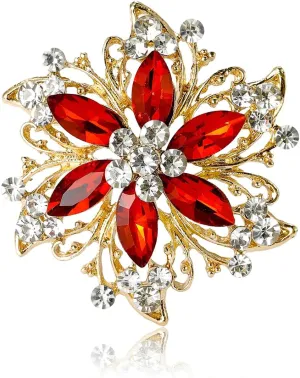 Rhinestone Flower Brooch Elegant Petals Flower Brooch Pins Crystal Flower Shape Brooch Pin Big Size Rhinestone Crystal Brooch Stylish Clothing Hat Bag Accessories