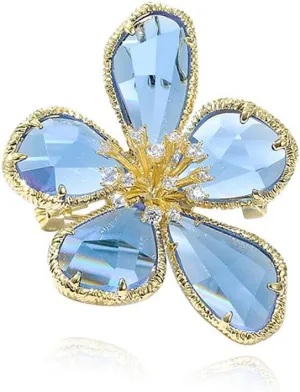 Rhinestone Flower Brooch Pin for Women Girls Gold Plated Fashion Geometric Crystal Floral Petal Pistil Brooches Lapel Pins Dainty Art Deco Dress Accessories Wedding Birthday Holiday Jewelry