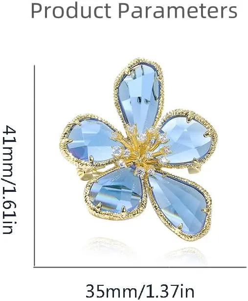 Rhinestone Flower Brooch Pin for Women Girls Gold Plated Fashion Geometric Crystal Floral Petal Pistil Brooches Lapel Pins Dainty Art Deco Dress Accessories Wedding Birthday Holiday Jewelry