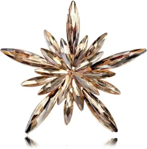 Rhinestone Star Brooch Pin for Women Shiny Crystal CZ Snowflake Corsage Brooches Lapel Pins Scarf Buckle Shawl Clip Sweater Cardigan Bouquet Badge Accessories
