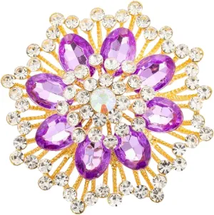 Rhinestone Sunflower Brooch Pin Red Pink Flower Brooch Stylish Crystal Brooch Elegant Clothing Hat Bag Accessories Jewerly for Women