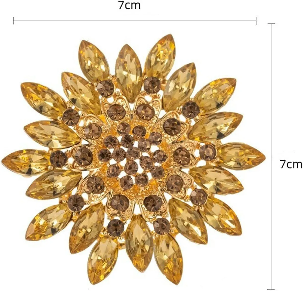 Rhinestone Sunflower Brooch Pin Red Pink Flower Brooch Stylish Crystal Brooch Elegant Clothing Hat Bag Accessories Jewerly for Women