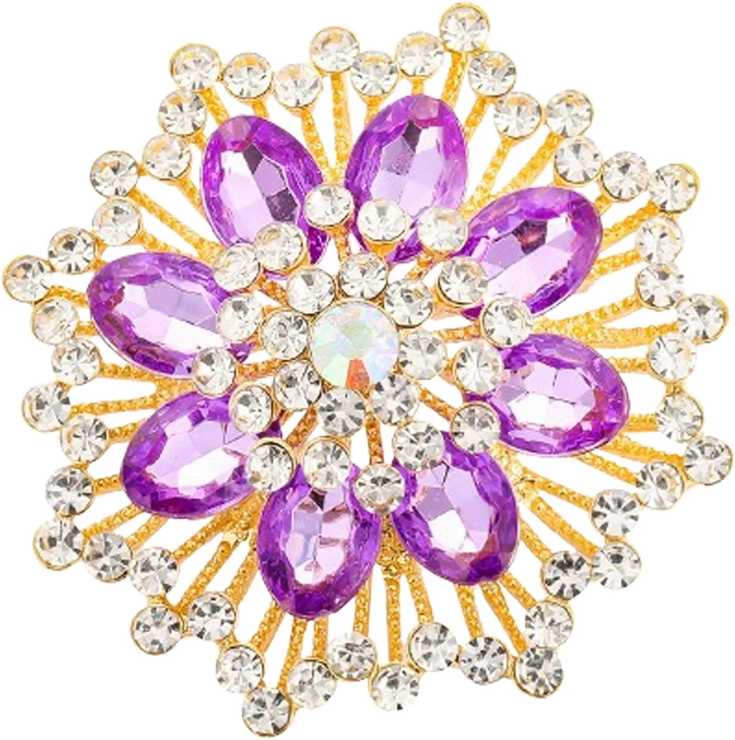Rhinestone Sunflower Brooch Pin Red Pink Flower Brooch Stylish Crystal Brooch Elegant Clothing Hat Bag Accessories Jewerly for Women