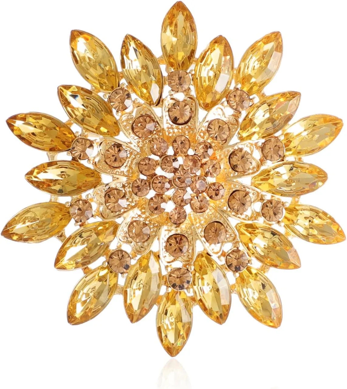 Rhinestone Sunflower Brooch Pin Red Pink Flower Brooch Stylish Crystal Brooch Elegant Clothing Hat Bag Accessories Jewerly for Women