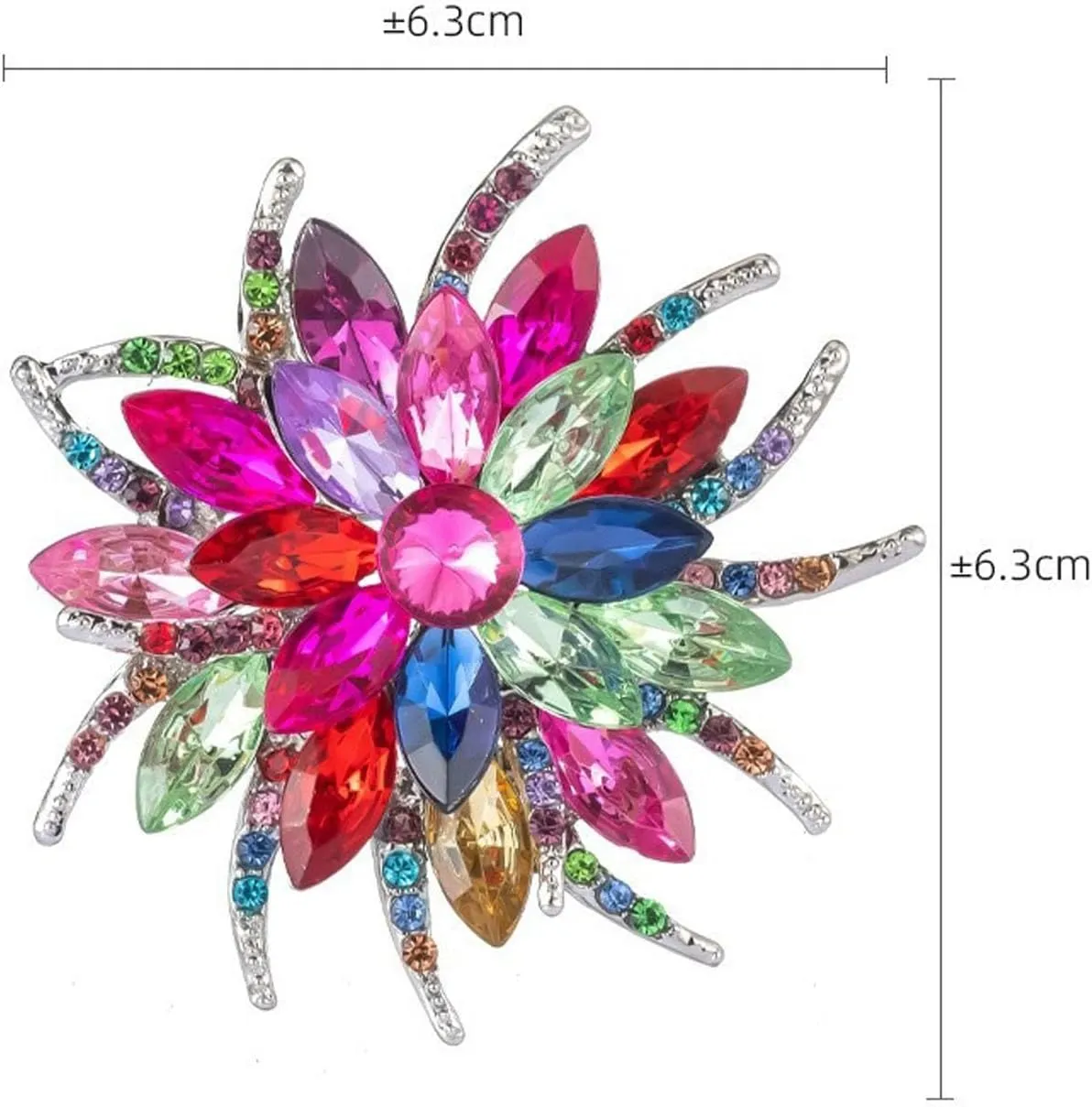 Rhinestone Sunflower Brooch Pin Red Pink Flower Brooch Stylish Crystal Brooch Elegant Clothing Hat Bag Accessories Jewerly for Women