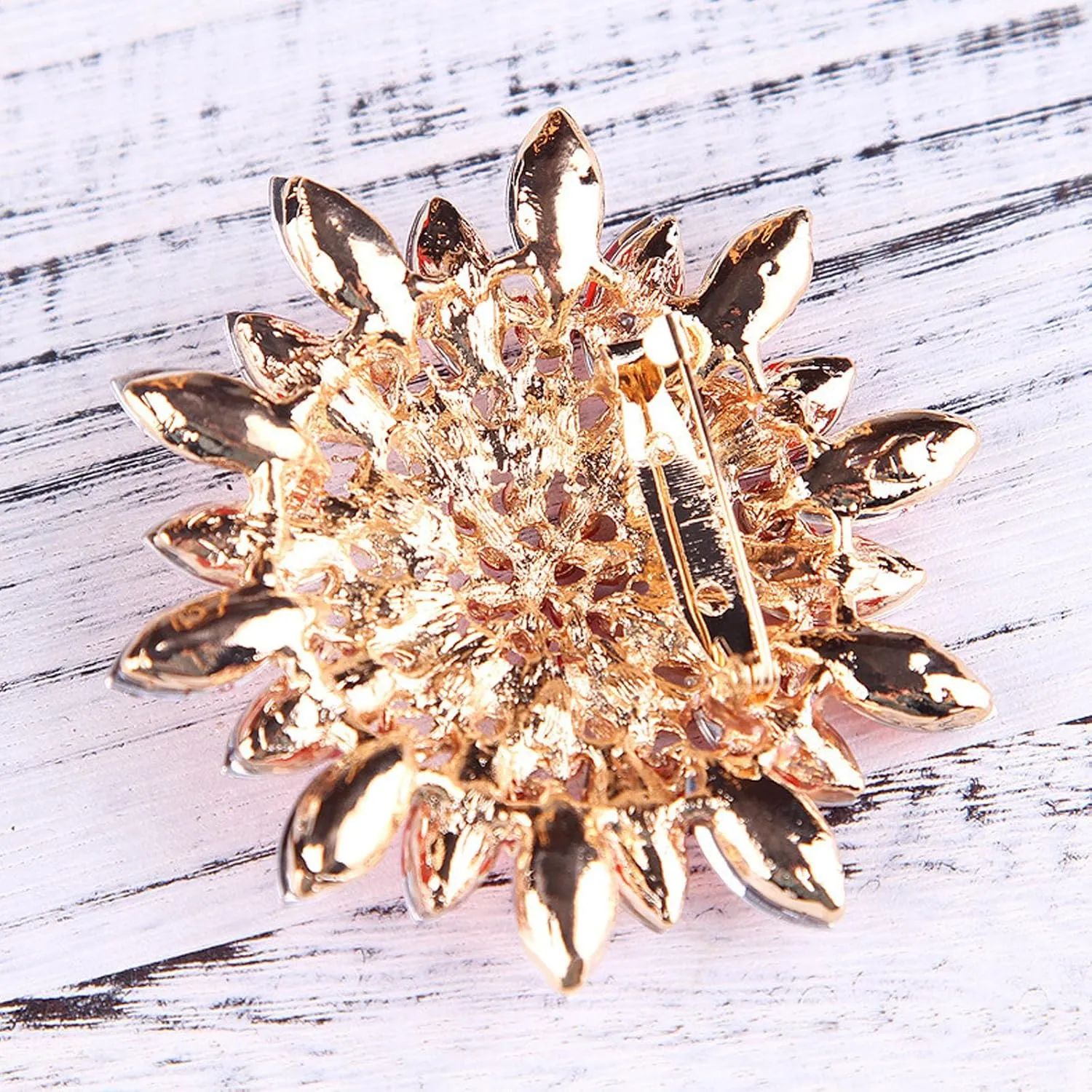 Rhinestone Sunflower Brooch Pin Red Pink Flower Brooch Stylish Crystal Brooch Elegant Clothing Hat Bag Accessories Jewerly for Women