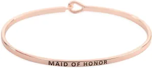 RIAH FASHION Inspirational Letter Bar Metallic Bangle - Positive Message Engraved Delicate Simple Cuff Bracelets Wifey, Best Friend, Mom, Bridesmaid, Valentine's Gift