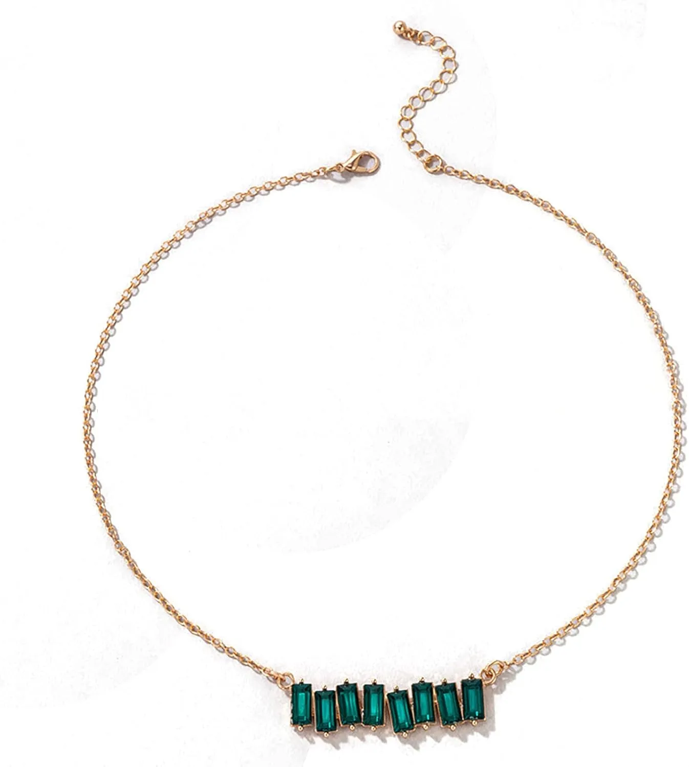 Roe Dolph Rhinestone Choker Necklace Green Crystal Necklace Sparkly Rhinestone Choker Necklace Crystal Teardrop Necklace Adjustable Open Necklace for Women Prom Party Necklaces