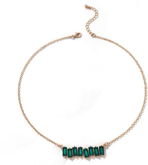 Roe Dolph Rhinestone Choker Necklace Green Crystal Necklace Sparkly Rhinestone Choker Necklace Crystal Teardrop Necklace Adjustable Open Necklace for Women Prom Party Necklaces