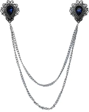 ROFARSO Vintage Elegance: Dual Rhinestone Teardrop Collar Chain Brooch By ROFARSO Brooch Pins