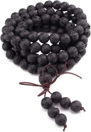 Rosary Bracelet Delicate 8mm Buddhist Rosary Necklace 108 Black Beads Bracelet Buddhist Prayer Religious Jewelry for Daily Wear
