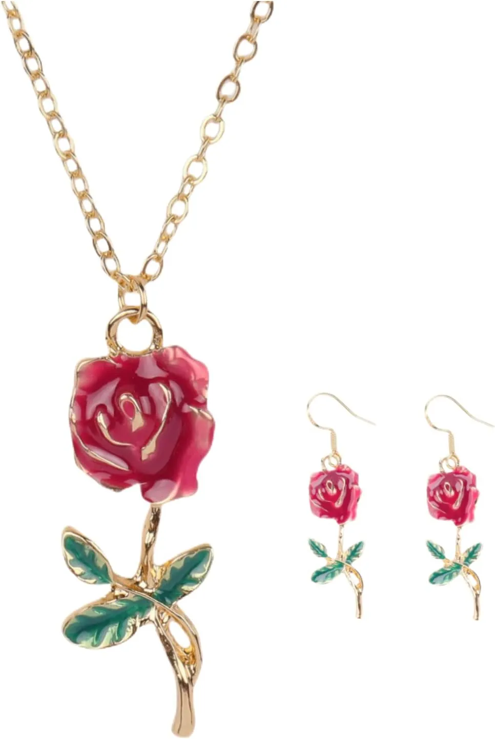 Rose Flower Earrings for Women, Fashion and Romantic Vintage Rose Pendant Earrings Precious Dainty Jewelry Gift for Women Girls Mother Wife Sister Daughte