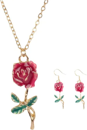 Rose Flower Earrings for Women, Fashion and Romantic Vintage Rose Pendant Earrings Precious Dainty Jewelry Gift for Women Girls Mother Wife Sister Daughte