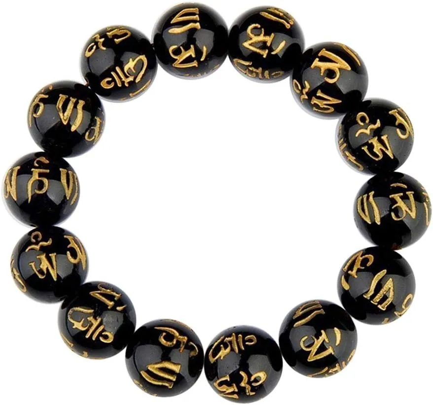 rosenice Stone Buddhism Prayer Beads Bracelets Om Mani Padme Hum Bangle for Men Women