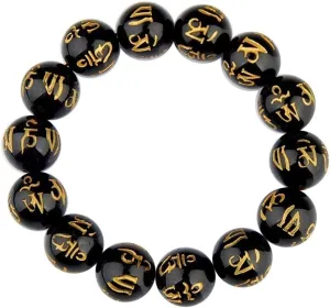 rosenice Stone Buddhism Prayer Beads Bracelets Om Mani Padme Hum Bangle for Men Women