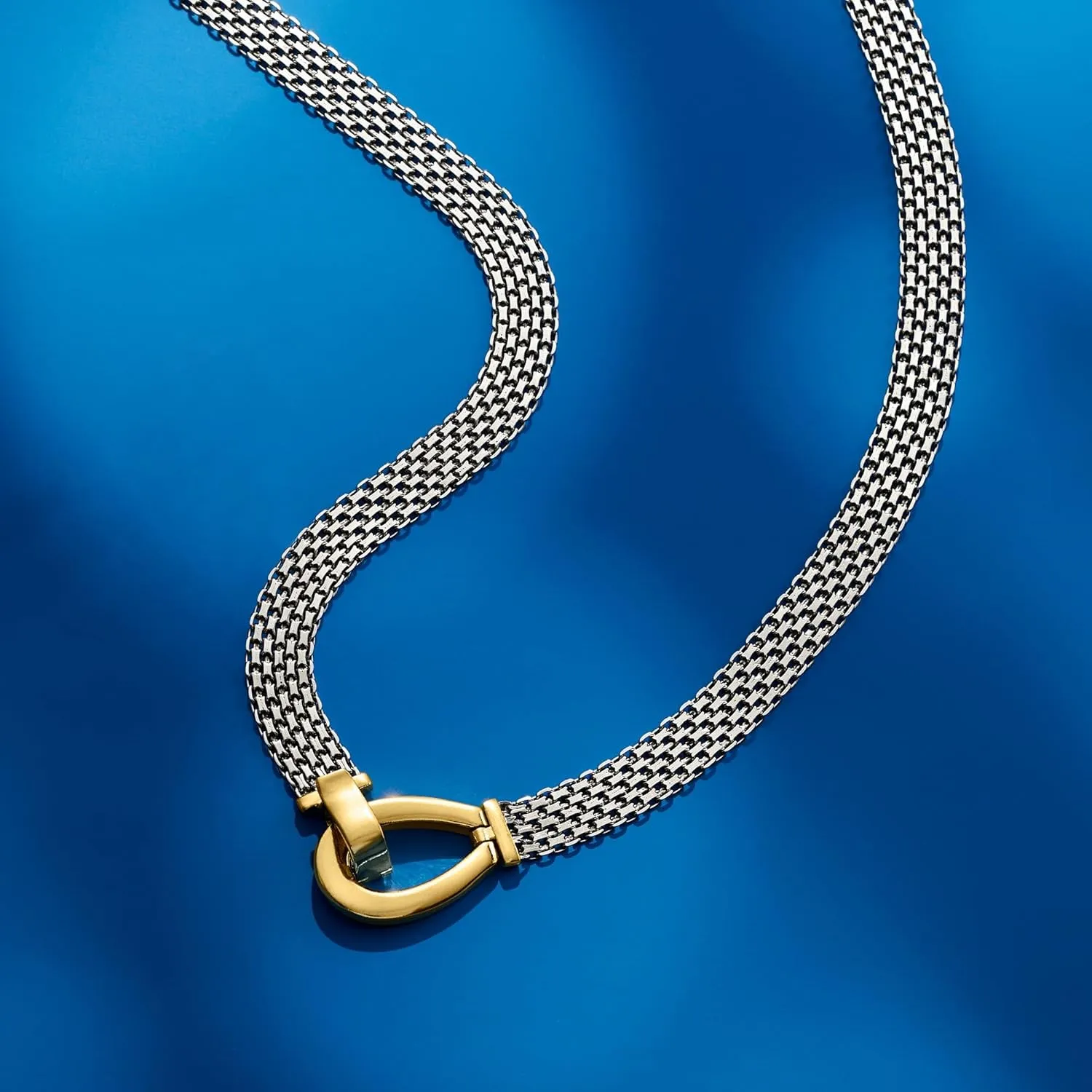 Ross-Simons Two-Tone Sterling Silver Bismark-Link Necklace