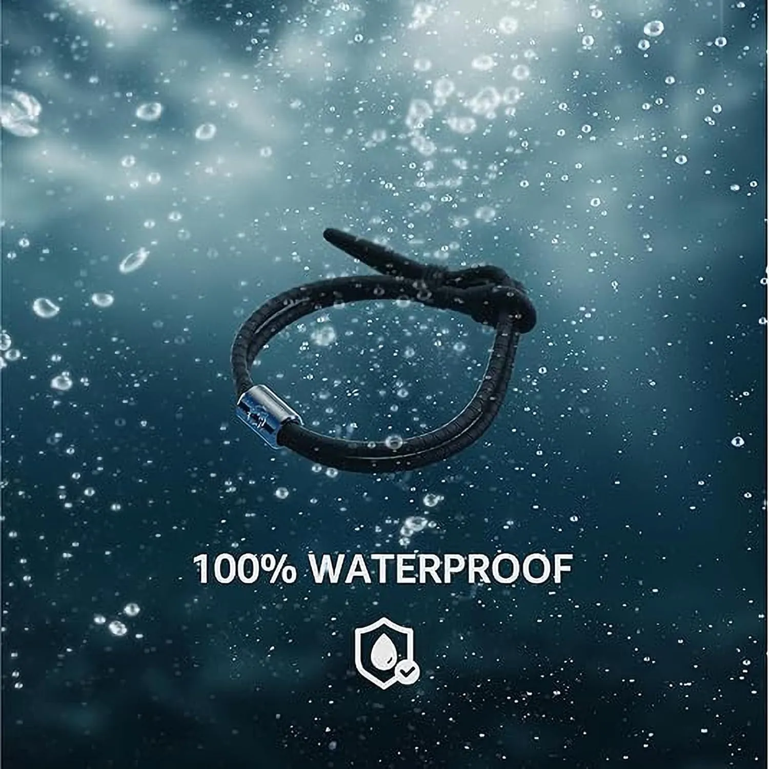 Rowdy Parrot FlexTech Adjustable Silicone Rope Bracelet: Waterproof, Sweatproof, Sunproof, Minimalist Surf, Golf Jewelry for Men - One Size Fits All