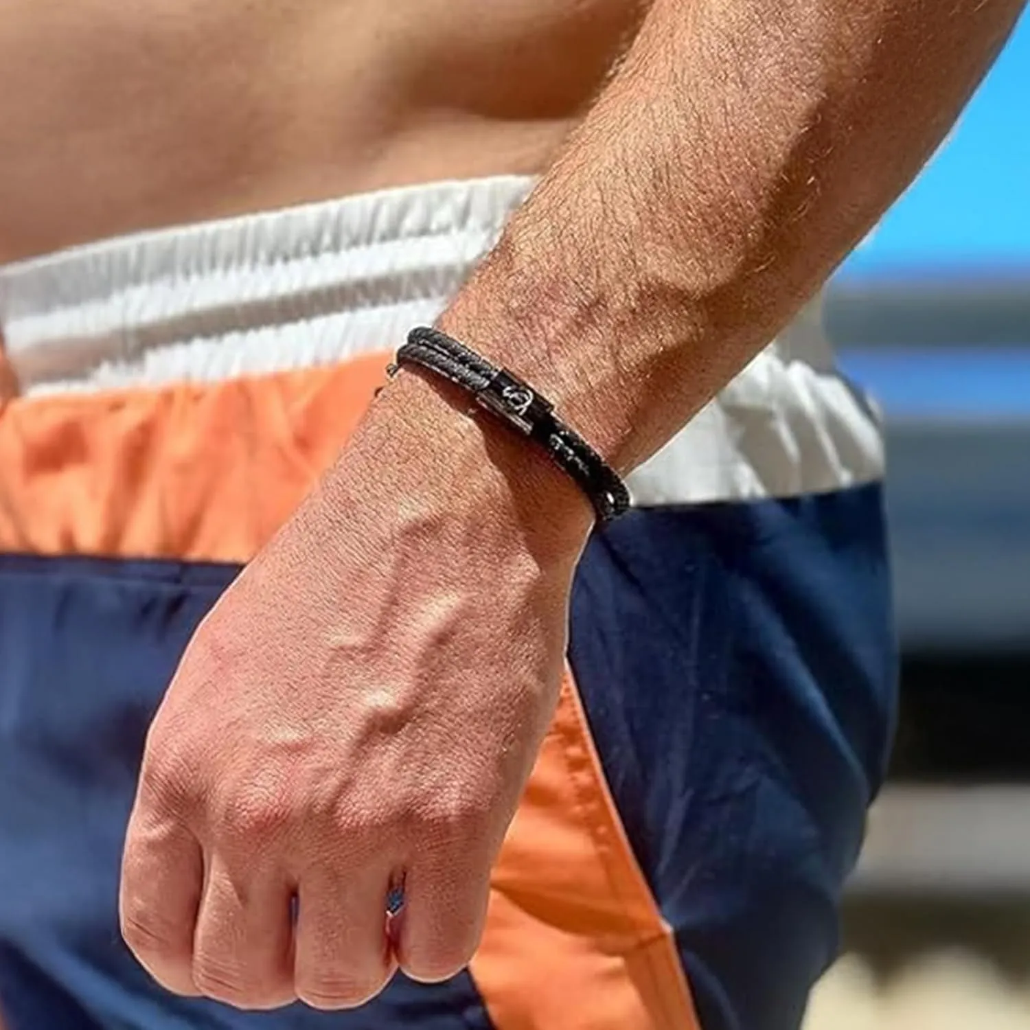 Rowdy Parrot FlexTech Adjustable Silicone Rope Bracelet: Waterproof, Sweatproof, Sunproof, Minimalist Surf, Golf Jewelry for Men - One Size Fits All