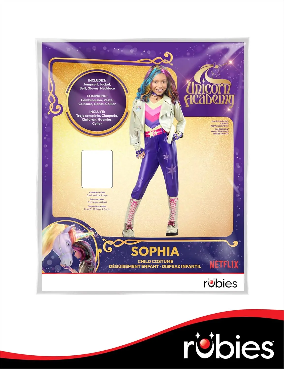 Rubies Girl's Unicorn Academy Sophia Costume Jumpsuit With Jacket and Accessories