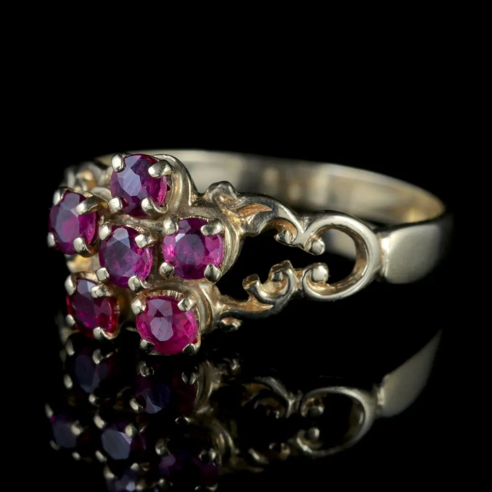 Ruby Cluster Ring 9Ct Yellow Gold