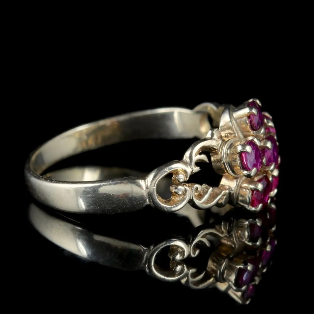 Ruby Cluster Ring 9Ct Yellow Gold