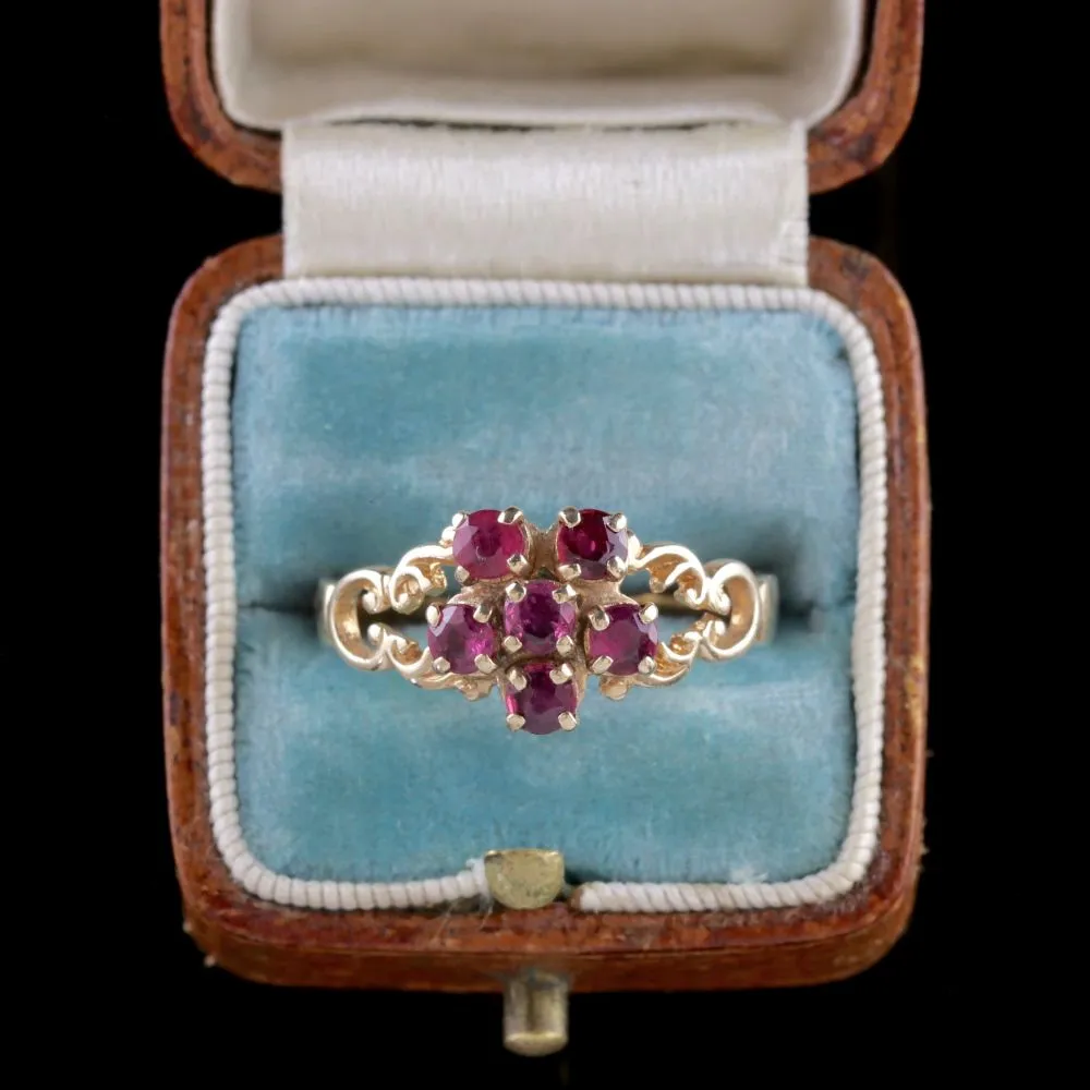Ruby Cluster Ring 9Ct Yellow Gold