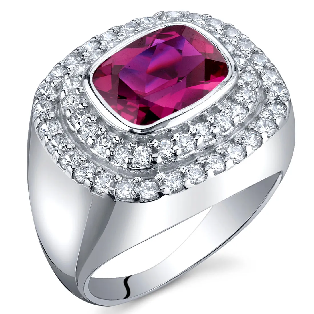 Ruby Radiant Cut Sterling Silver Ring Size 5